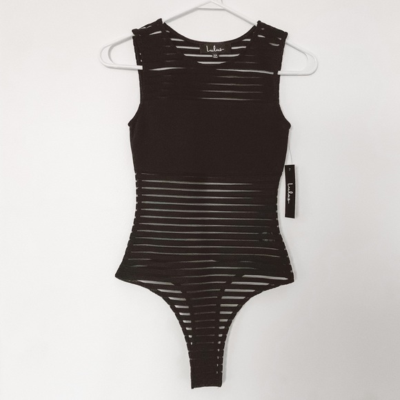 Lulus Tops - NWT Lulu’s Black Read Between the Lines Bodysuit